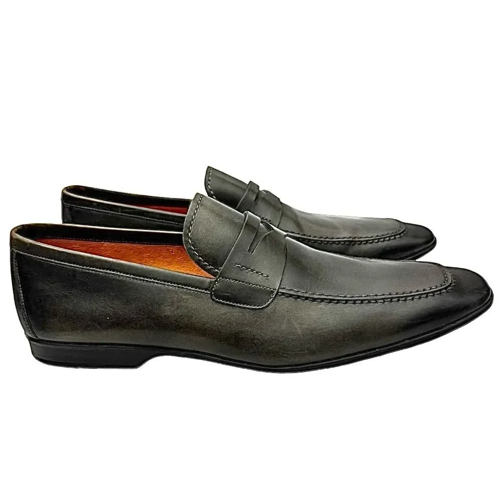 Magnanni Meruelo Penny Loafers Men’s 9.5 Catalux Grey Leather Slip-On Shoes